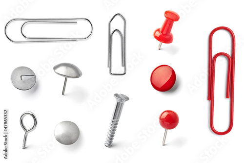 Fotografie, Obraz push pin thumbtack paper clip office business