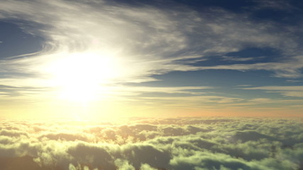 Wall Mural - flight to the sun, beautiful 3d animation