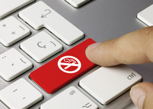 No Smoking Icon Keyboard Key. Finger