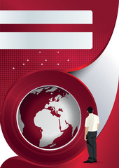 Aufkleber - Vector brochure background with globe and man
