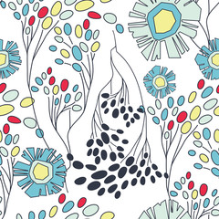 Wall Mural - Seamless floral pattern