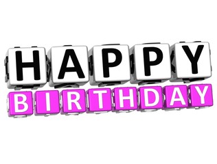 Leinwandbilder - 3D Happy Birthday Button Click Here Block Text
