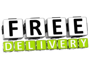 Poster - 3D Free Delivery Button Click Here Block Text