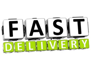Poster - 3D Fast Delivery Button Click Here Block Text