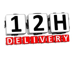 Poster - 3D Twelve Hour Delivery Button Click Here Block Text