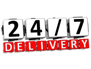 Poster - 3D Twenty Four Seven Delivery Button Click Here Block Text