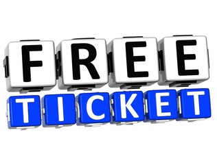 Sticker - 3D Free Ticket Button Click Here Block Text