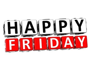 Leinwandbilder - 3D Happy Friday Button Click Here Block Text