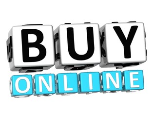 Poster - 3D Buy Online Button Click Here Block Text