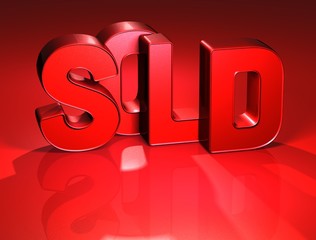 Poster - 3D Word Sold on red background