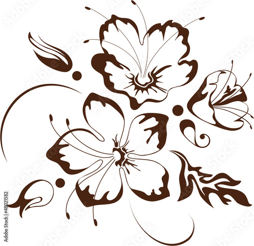 Naklejka - mata magnetyczna na lodówkę Floral design, vector illustration