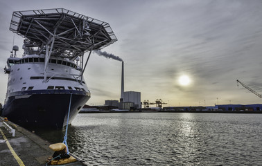 Wall Mural - Offshore harbor in Esbjerg, Denmark