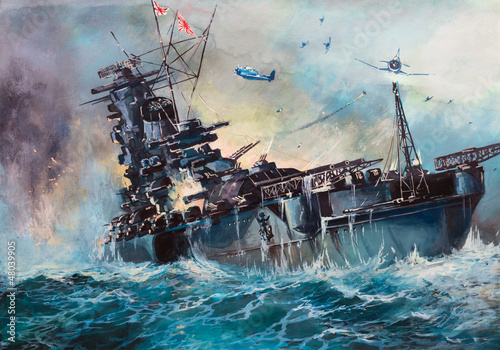 Naklejka dekoracyjna Battle in the sea
