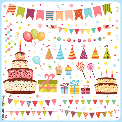Photo Set of birthday party elements