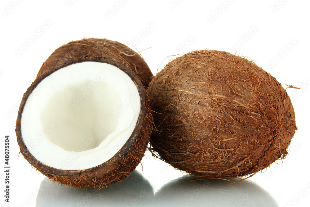 Coconuts, isolated on white