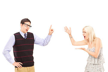 Wall Mural - A young heterosexual couple arguing