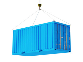 Cargo Container with a Hook isolated on white background