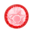 Farbiges Kondom, einzeln isoliert auf weiß