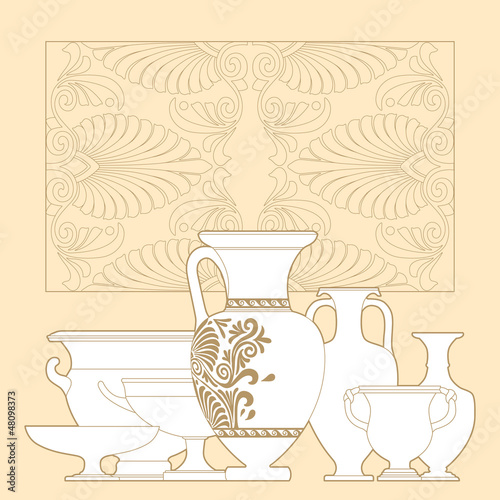 Naklejka na meble Ceramic seamless pattern. Ethnic national Greek style background