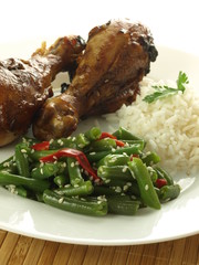 Canvas Print - Chicken drumsticks, rice, beans