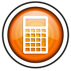 Poster - calculator orange glossy icon isolated on white background