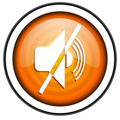 Poster - mute orange glossy icon isolated on white background