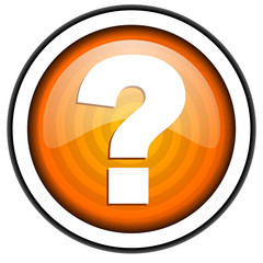 Poster - question mark orange glossy icon isolated on white background