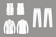 Vector illustration of men's business suit: coat, vest, pants