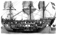 Sailing Ship - 3 Mats - 19th Century - Plan En Coupe