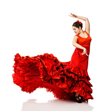 Young Woman Dancing Flamenco