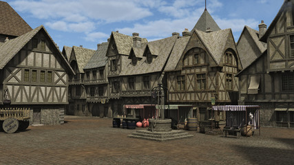 Fototapete - Medieval Town Square