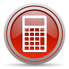 Poster - calculator red glossy icon on white background
