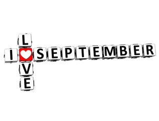 Aufkleber - 3D I Love September Crossword