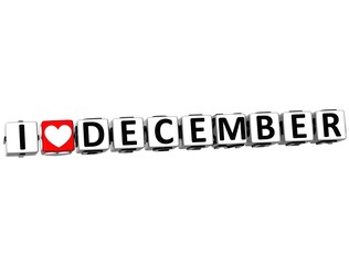 Aufkleber - 3D I Love December Button Click Here Block Text