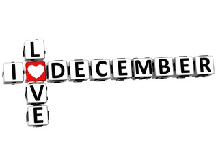 Aufkleber - 3D I Love December Crossword