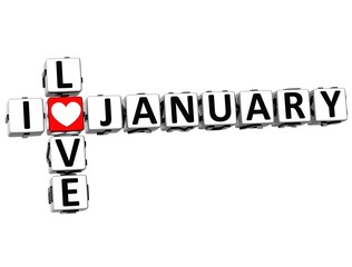 Aufkleber - 3D I Love January Crossword