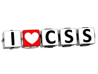 Poster - 3D I Love CSS Button Click Here Block Text