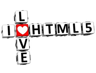 Leinwandbilder - 3D I Love HTML 5 Crossword