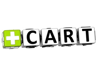 Aufkleber - 3D Cart Button Click Here Block Text