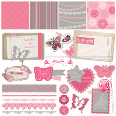 Wall Mural - Scrapbook Design Elements - Vintage Lace Butterflies - in vector