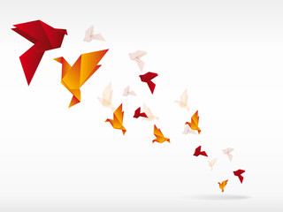 Wall Mural - Origami japan paper flying bird