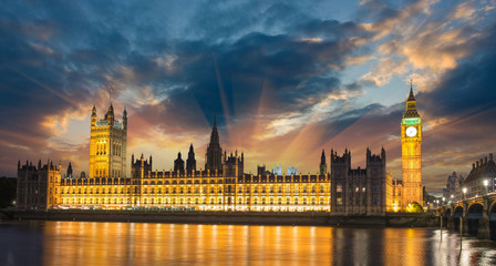 Poster - Big Ben and House of Parliament at River Thames International La