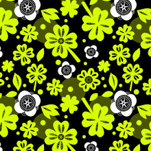 Green Four Leaf Clover Seamless Pattern, Vector