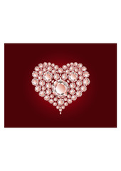 Wall Mural - Vector diamond heart on red background