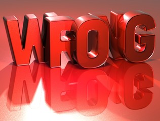 Poster - 3D Word Wrong on red background
