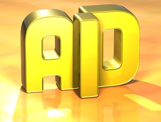 Poster - 3D Word Aid on yellow background