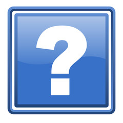 Poster - question mark blue glossy square web icon isolated