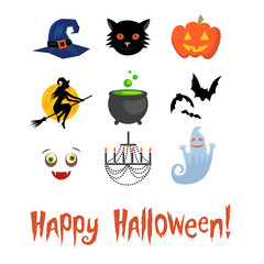 Wall Mural - Set of Halloween symbols and calligraphy