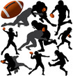 American football vector silhouettes isolated on white background. Layered. Fully Editable.