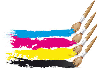 Wall Mural - cmyk design - brushes and paint - vector file